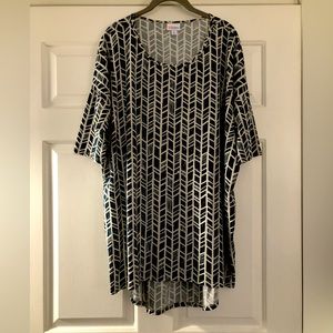 LuLaRoe Irma, shades of blue with neutral background, New without Tags, XL.